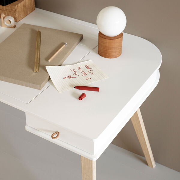 Wood Desk 72,6 cm, white/oak, Oliver Furniture