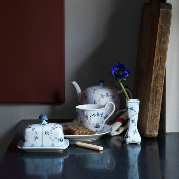 Blue Fluted Plain Butter Dish, Royal Copenhagen