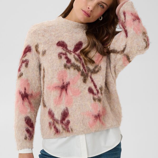UliceSZ Pullover, tan winetasting blooms, Saint Tropez