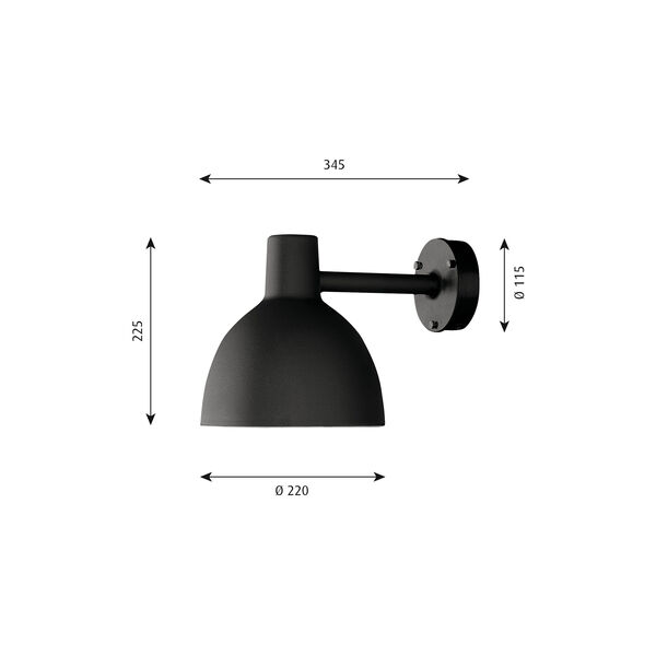 Toldbod 220 Wall Lamp, black, Louis Poulsen