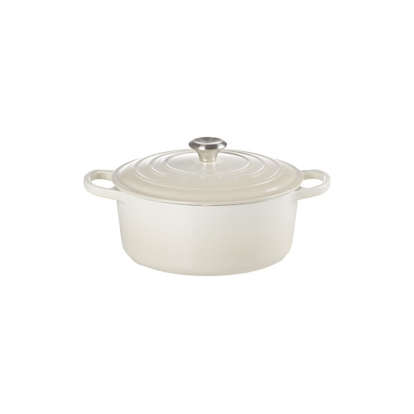 Signature round cast iron pot &Oslash; 26 cm, meringue, Le Creuset
