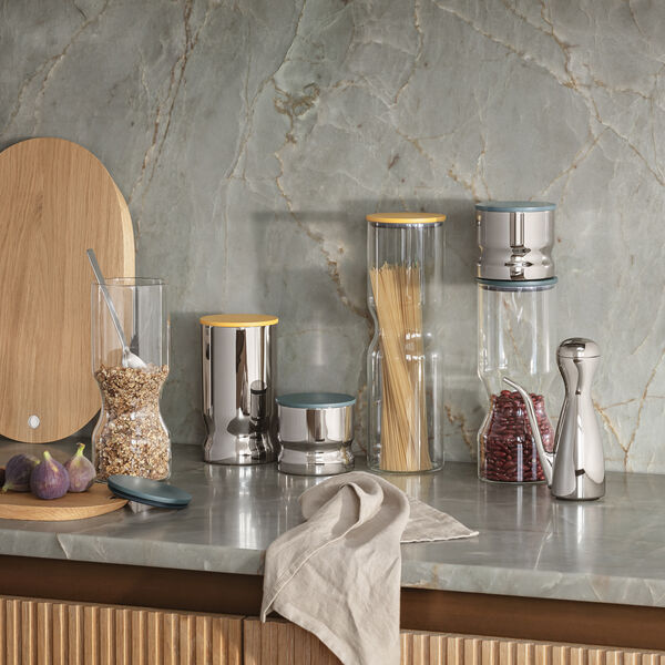 ALFREDO storage canister medium 1 L, stainless steel/yellow, Georg Jensen