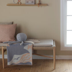 BIRD and FISH Half Size Throw, grey/beige, R&oslash;ros Tweed