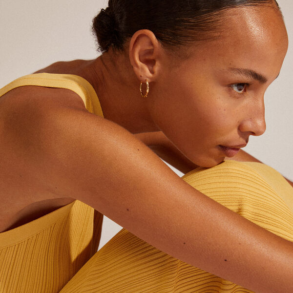 EDDY recycled  organic shaped large hoops, gold-plated, Pilgrim
