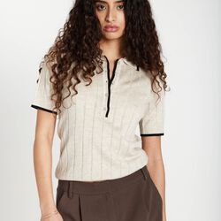 AnemoneBBValnenzia knit polo, sand mel, Bruuns Bazaar