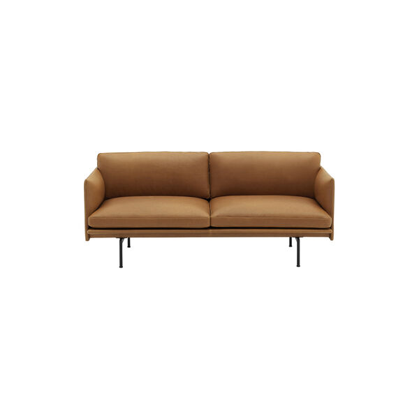Outline Sofa 2-seater, refine leather cognac/black, Muuto