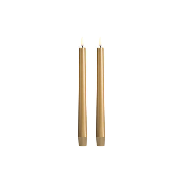 LED Smooth taper candle 2 pcs | H 25 | Gold finish, Uyuni Lighting