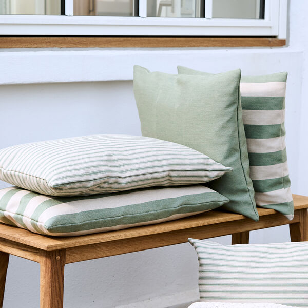 Outdoor Fine Stripe Cushion, green, Compliments