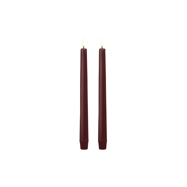 LED taper candle 2-pack, wine red, Uyuni Lighting
