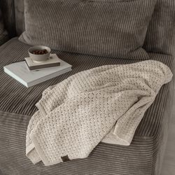 Knitted Plaid Square, beige melange, By LOHN