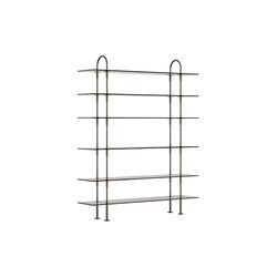 Keen Shelving, black brass/smoked tempered glass, GUBI