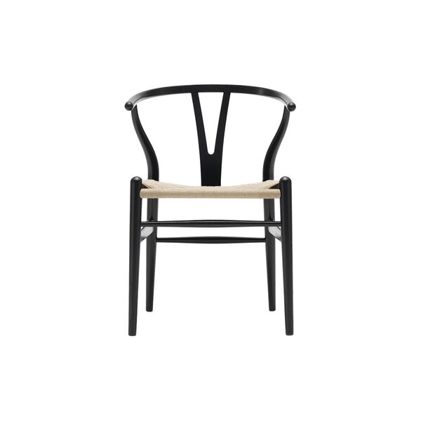 CH24 Wish Bone Chair, black lacquered oak/natural, Carl Hansen & S&oslash;n