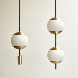 Monroe 2 Ceiling Light, brass/opal, Rubn