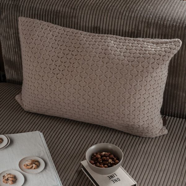 Knitted Cushion Square, khaki Knitted Cushion Square, khaki, By LOHN