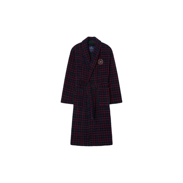 Checked Cotton Velour Robe Unisex | Navy/Green/Wine | Robe, Lexington