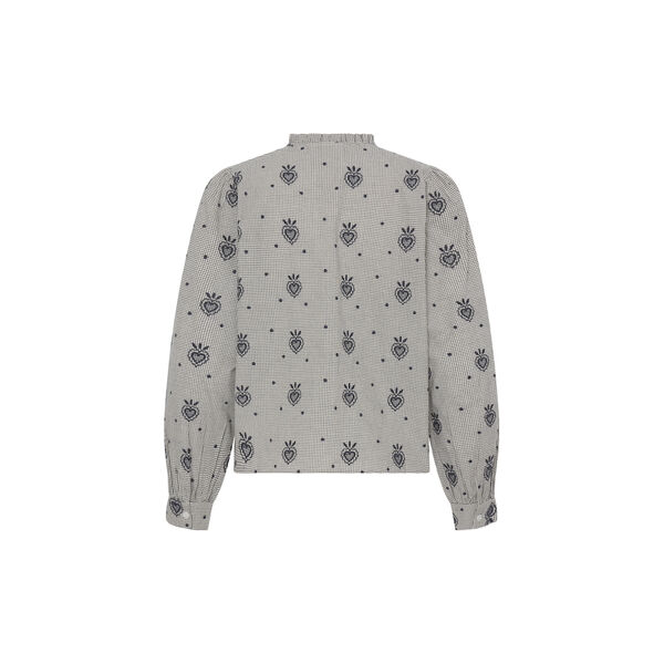 IHELOZA Shirt, birch/dark blue check w. emb, ICHI