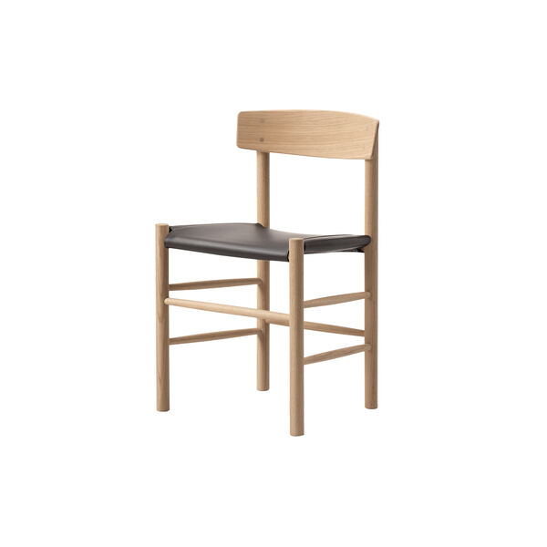 J39 Mogensen Chair with Seat Upholstery, soap treated oak/Omni 377 dark brown, Fredericia Furniture