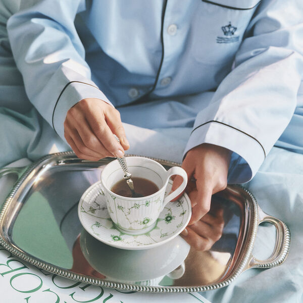 Green Fluted Plain Cup with Saucer 24 cl, Royal Copenhagen