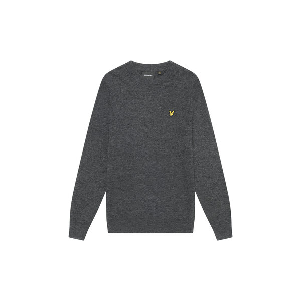 Lambswool Blend Crew Neck Jumper, charcoal marl Lambswool Blend Crew Neck Jumper, charcoal marl, Lyle & Scott