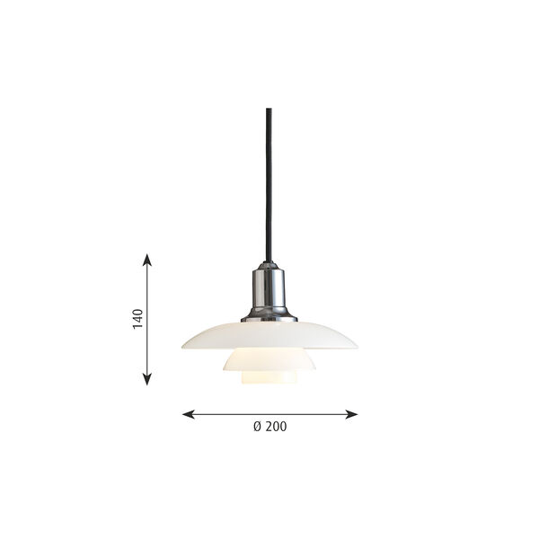 PH 2/1 Pendant, chrome PH 2/1 Pendant, chrome, Louis Poulsen