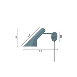 AJ Wall Lamp, dusty blue, Louis Poulsen