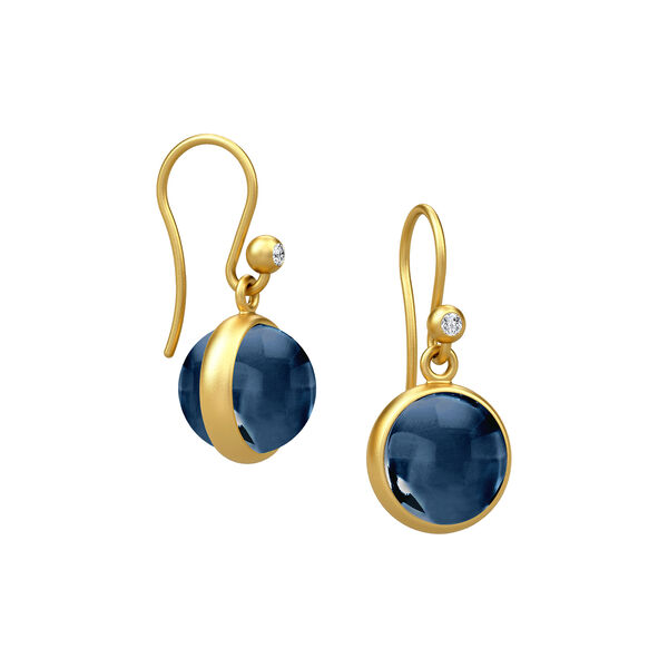 Prime Earrings, gold/sapphire blue, Julie Sandlau