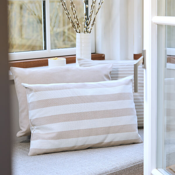 Outdoor Stripe Cushion, beige, Compliments
