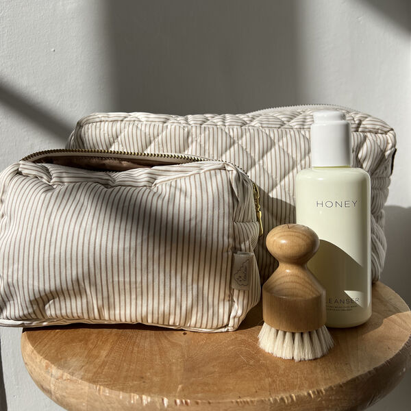 Makeup Bag, classic stripes camel, Cam Cam Copenhagen