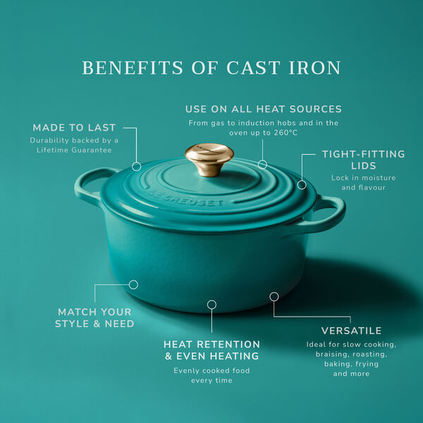 Signature round cast iron pot &Oslash; 28 cm, bleu riviera, Le Creuset