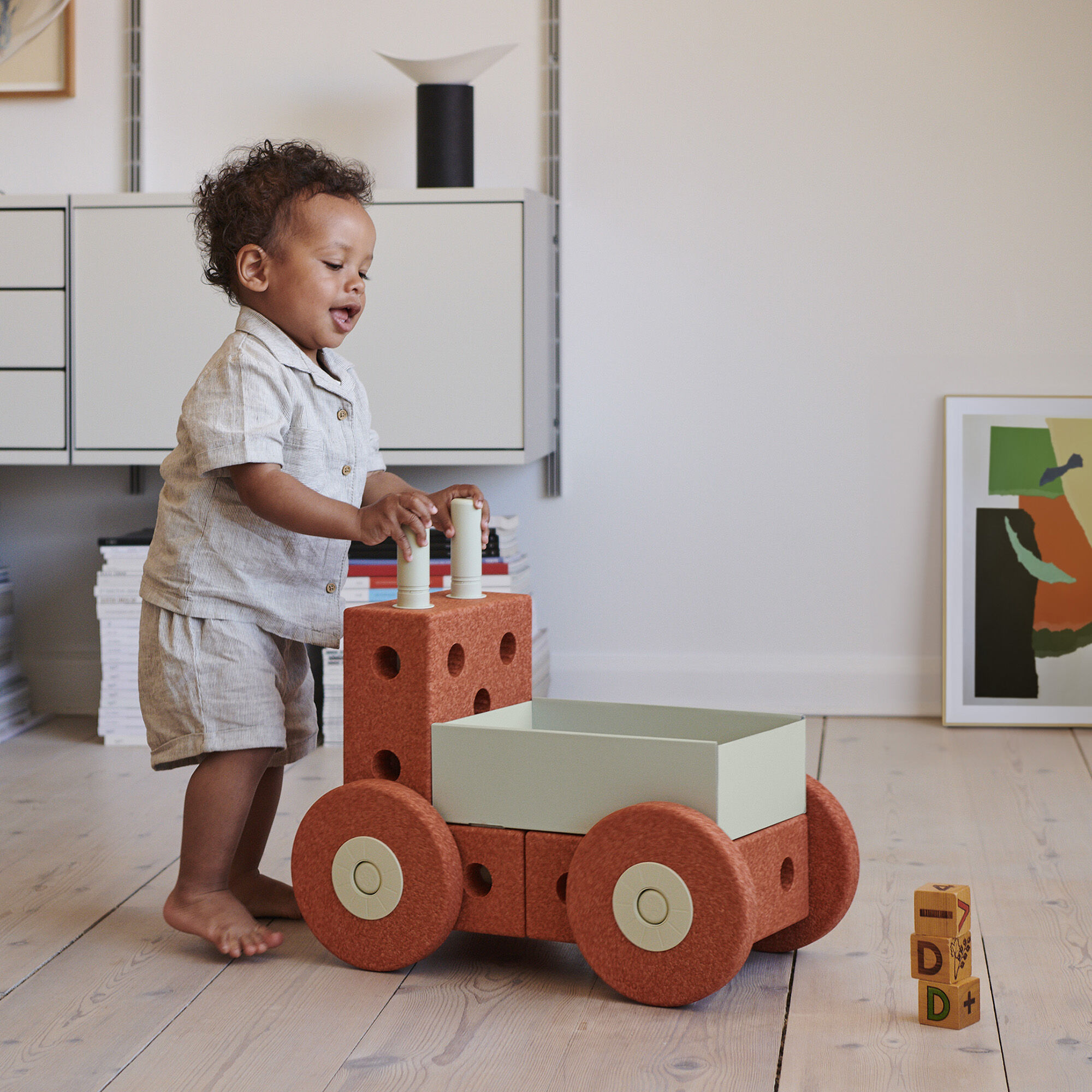 3 in 1 Baby Walker burnt orange dusty green