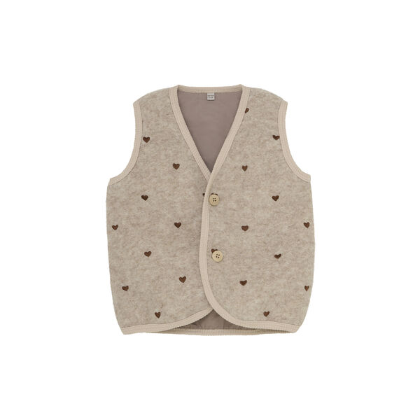 Vest Wool Emb. with Lining, sand melange, HUTTEliHUT