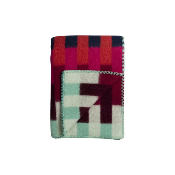 &Aring;SMUND BOLD Throw, red/turquoise, R&oslash;ros Tweed