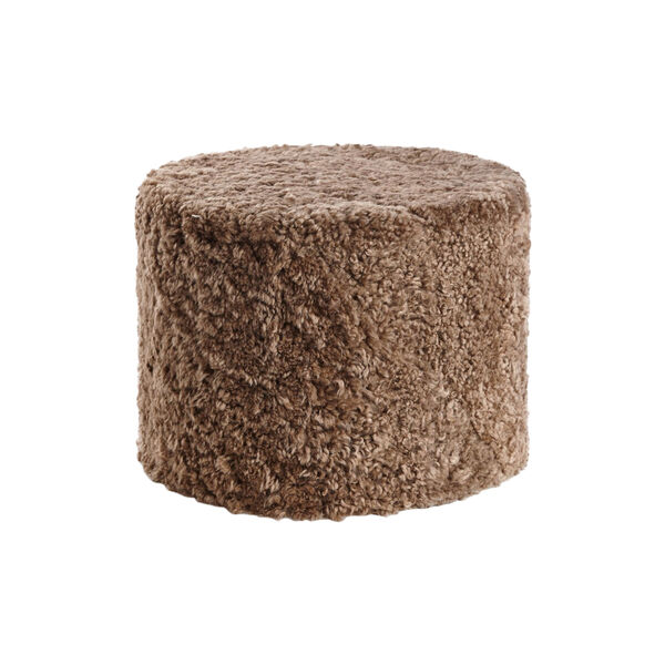 Pouf of New Zealand Short Wool & Curly Sheepskin, taupe Pouf of New Zealand Short Wool & Curly Sheepskin, taupe, NATURES Collection