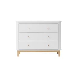Wood Dresser 3 Drawers, white/oak, Oliver Furniture