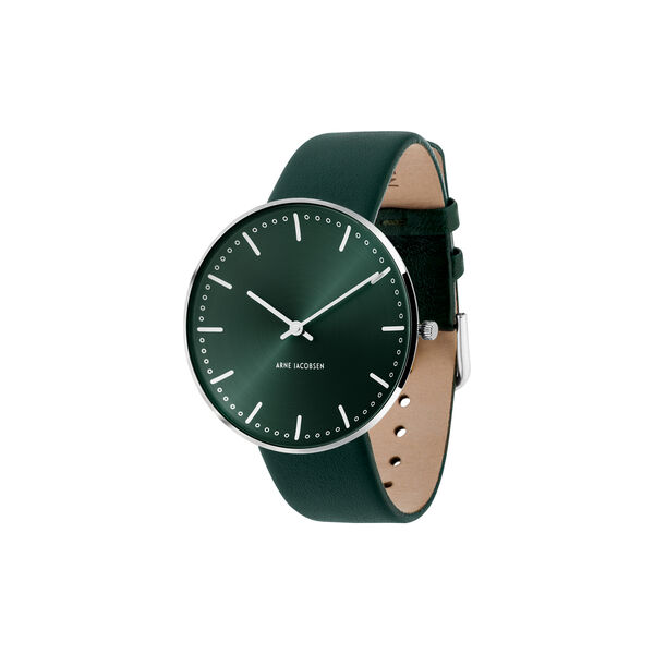 City Hall Wrist Watch, green/steel/green, Arne Jacobsen Watches