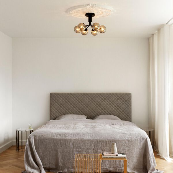 Apiales 6 Ceiling Lamp, satin black/optic smoked, Nuura