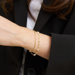 Lina bracelet, gold plated/black combo, Pure by Nat