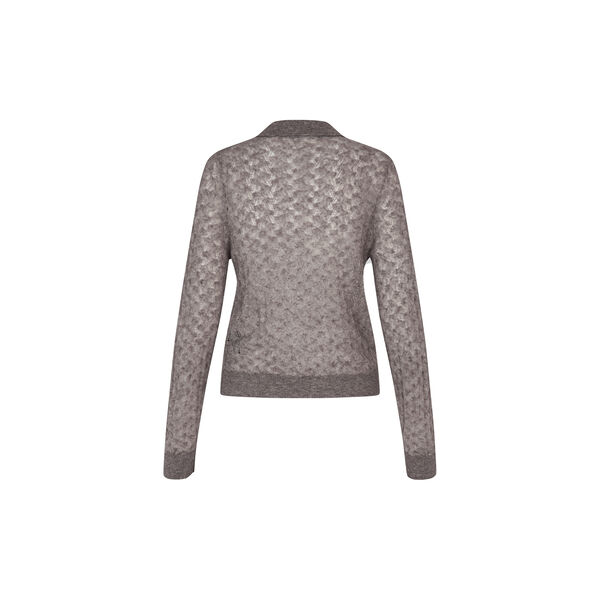 Vespa Knit LS Polo, mid brown melange, Second Female