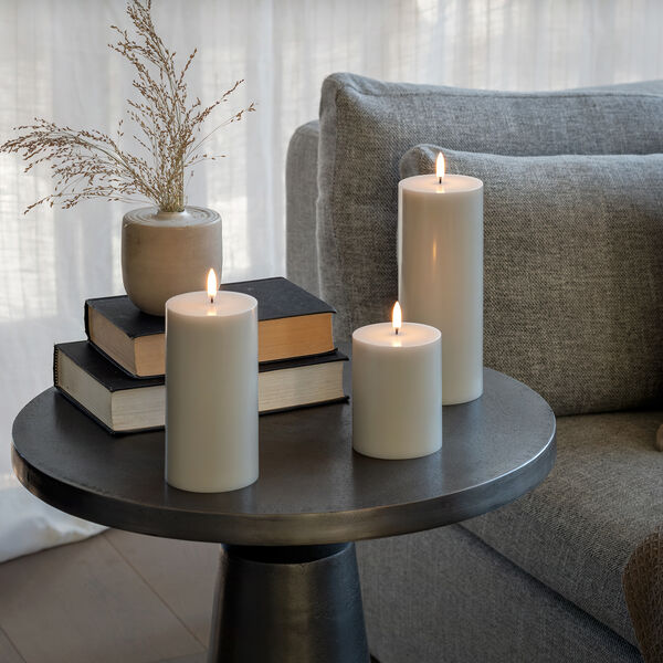 LED pillar candle 20 cm, oyster grey, Uyuni Lighting