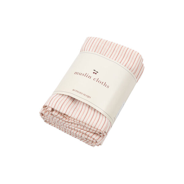 3 Pack Muslin Cloth, stripie petite rose, Konges Sl&oslash;jd