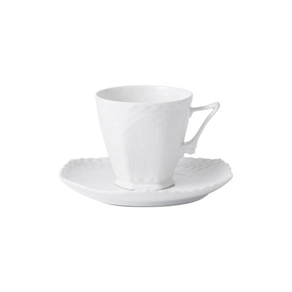 White Fluted Full Lace Cup with Saucer, Royal Copenhagen