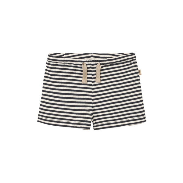 Jersey Shorts Vic, navy rib stripe, Wheat