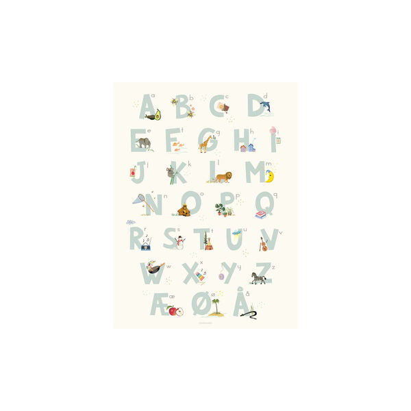 Alphabeth Blue Danish Poster, ViSSEVASSE