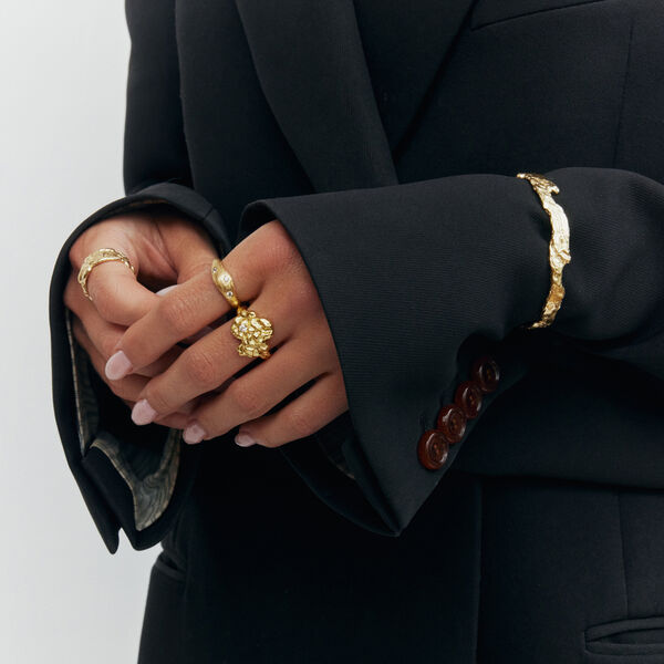 Lyra adjustable ring w. zircons, silver plated Lyra adjustable ring w. zircons, silver plated, Pure by Nat