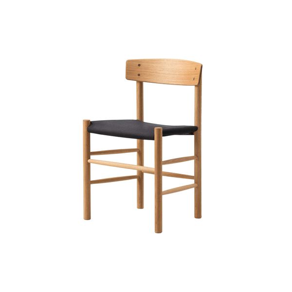 J39 Mogensen Chair with Seat Upholstery, oiled oak/black canvas J39 Mogensen Chair with Seat Upholstery, oiled oak/black canvas, Fredericia Furniture