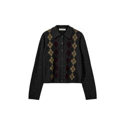 PAMINASW ARGYLE KNIT CARDIGAN, dark grey, Sofie Schnoor
