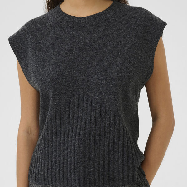 KBBerenice Waistcoat, dark gray melange KBBerenice Waistcoat, dark gray melange, Karen by Simonsen