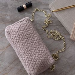 Knitted Clutch Chain Petra, husted violet, By LOHN