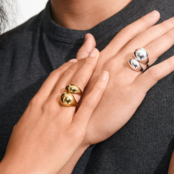 EVON rings 2-in-one set, gold plated, Pilgrim