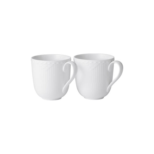 White Fluted Half Lace Mug 37 cl, 2 pcs, Royal Copenhagen